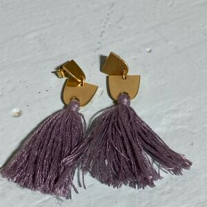 Gold and Purple Tassel Earrings